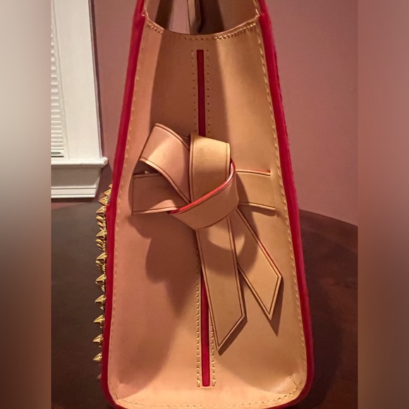 Monogram Calf Hair Spikes Iconoclasts Christian Louboutin Tote Red - Picture 4 of 14